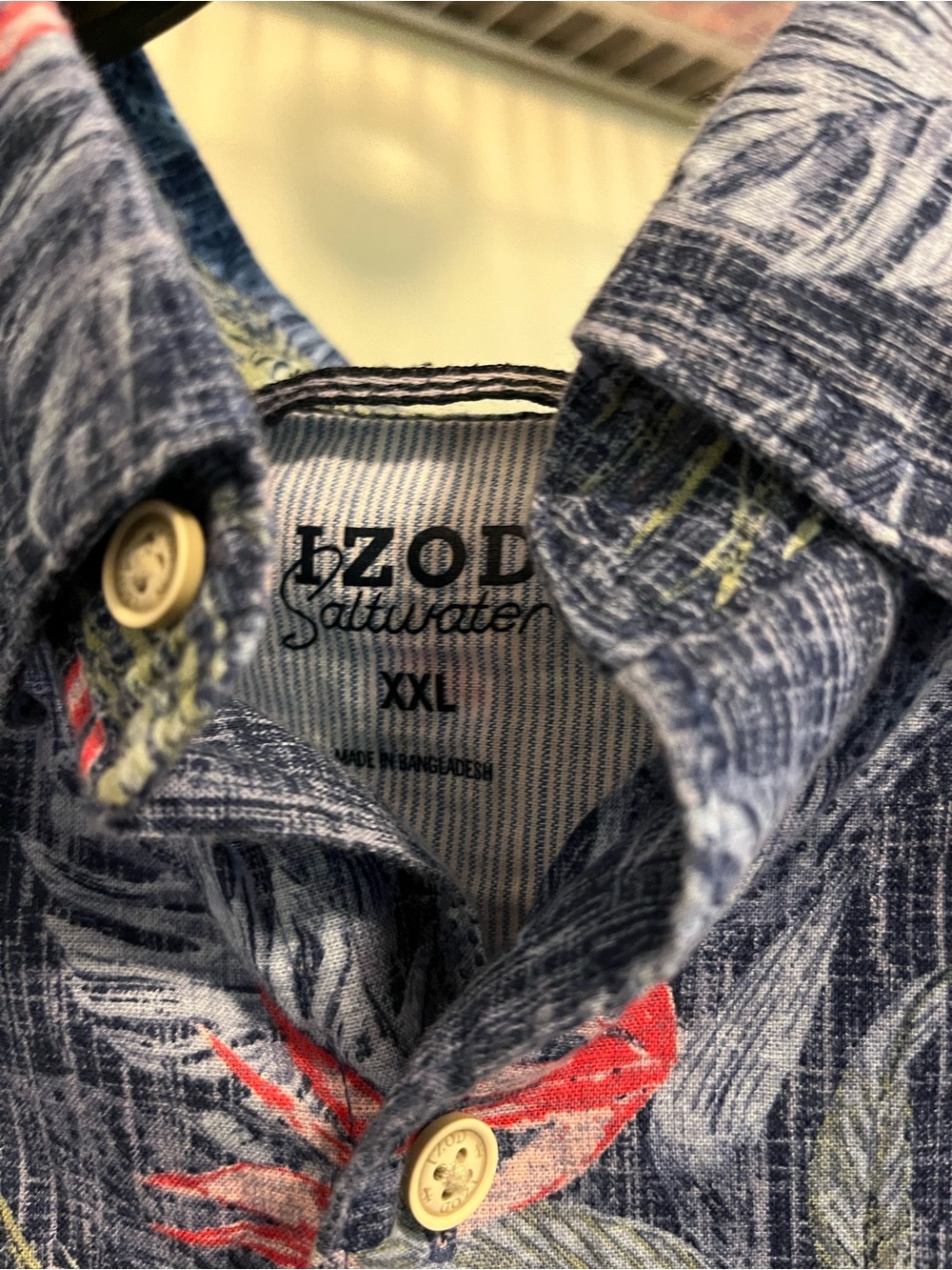 Izod Navy Blue Tropical Floral Short-Sleeve Button-Down Shirt - Picture 2 of 4